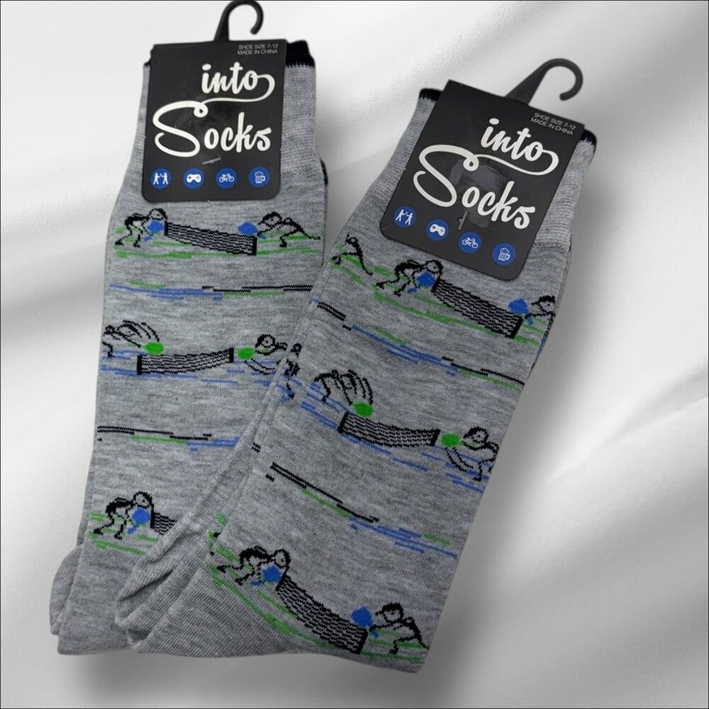 (2) Men’s Gray PICKLEBALL Novelty Socks